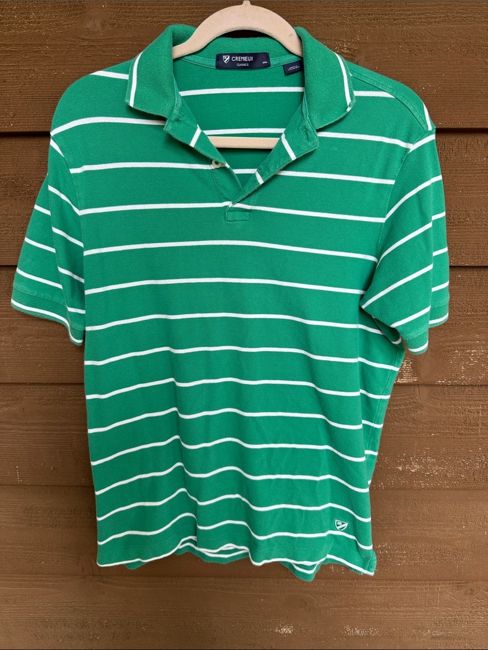 Daniel Cremieux Green and White Striped Polo size Small